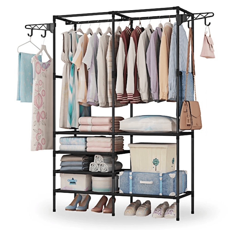 Closet Organizer Rack Heavy Duty Wardrobe System Shoe Garment Rack Clothes Hanger Efficient Versat