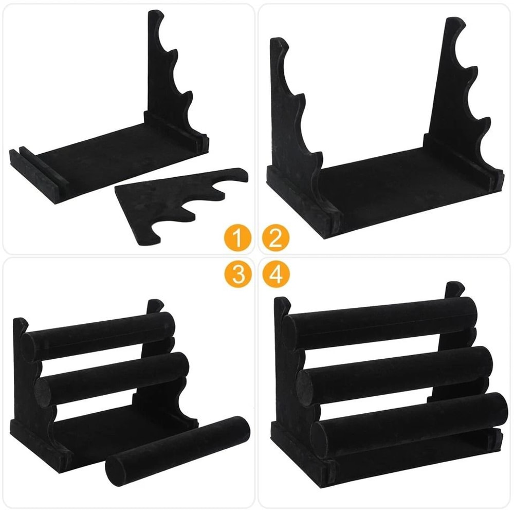 Black Velvet Tier Jewelry Display Stand Bracelet Organizer For Watches And Chains Elegant Storage S 5