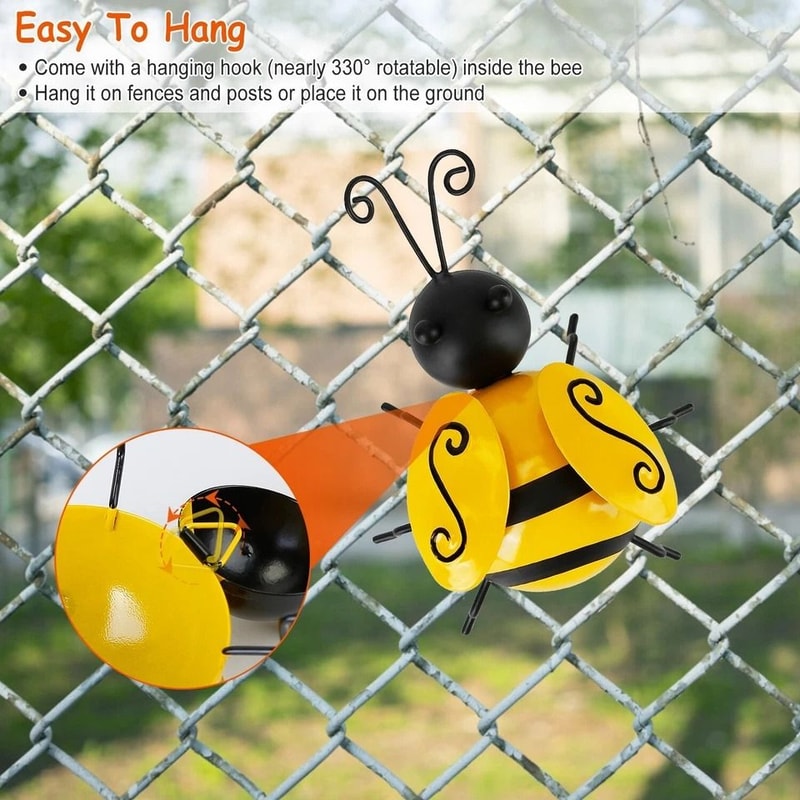 Metal Bumble Bee Wall Art Hanging Bee Garden Ornament Set Perfect For Lawn Fence And Home Decor Ide 2
