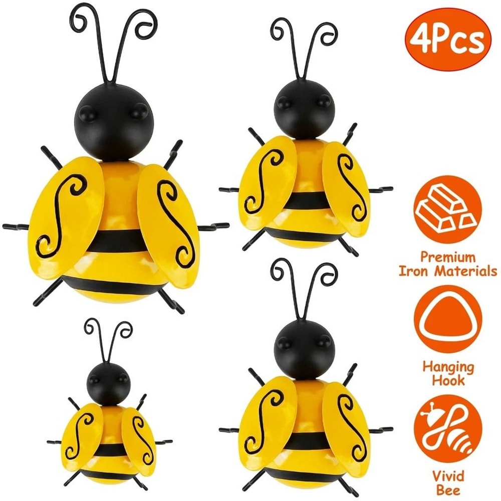 Metal Bumble Bee Wall Art Hanging Bee Garden Ornament Set Perfect For Lawn Fence And Home Decor Ide 6