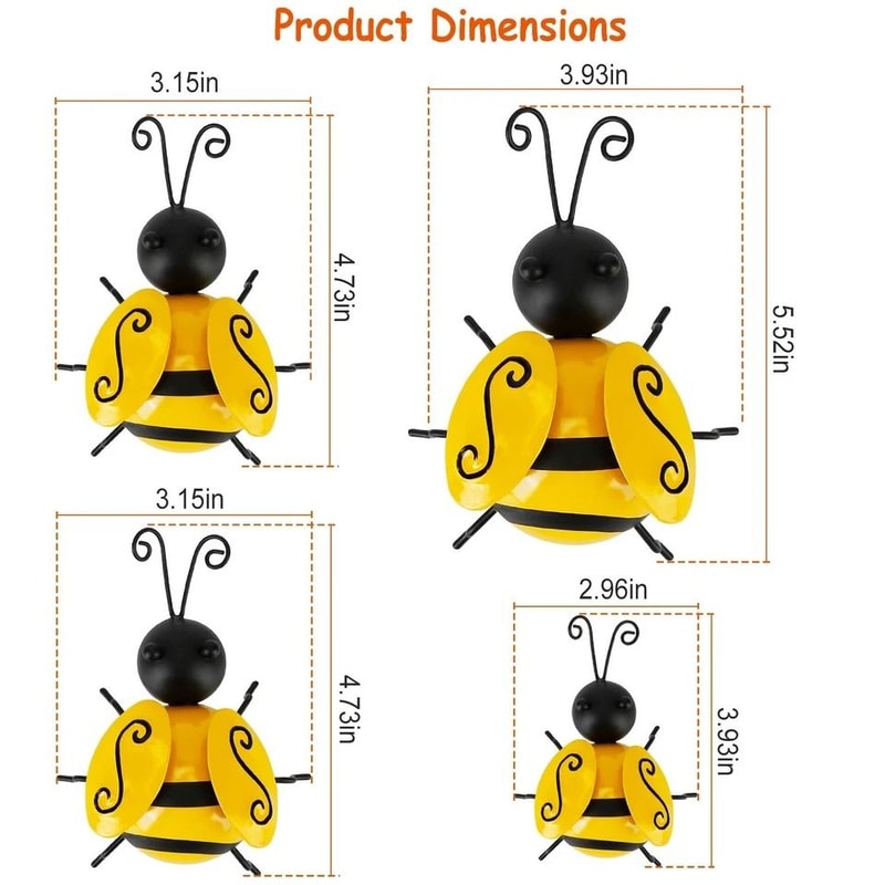 Metal Bumble Bee Wall Art Hanging Bee Garden Ornament Set Perfect For Lawn Fence And Home Decor Ide 4