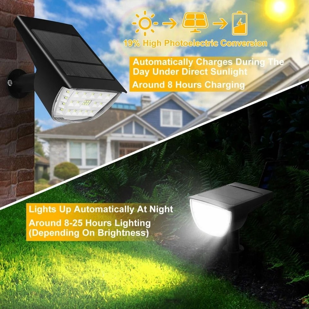 Solar Garden Lights LED Security Spotlight Outdoor Landscape Pathway Lamp Waterproof Adjustable Bri 7