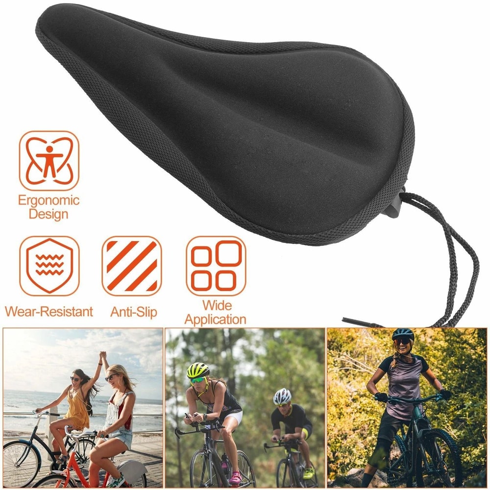 Soft Bicycle Silicon Gel Saddle Cover Comfortable Seat Cushion For Spin Bikes Mountain Bikes And Ex 1
