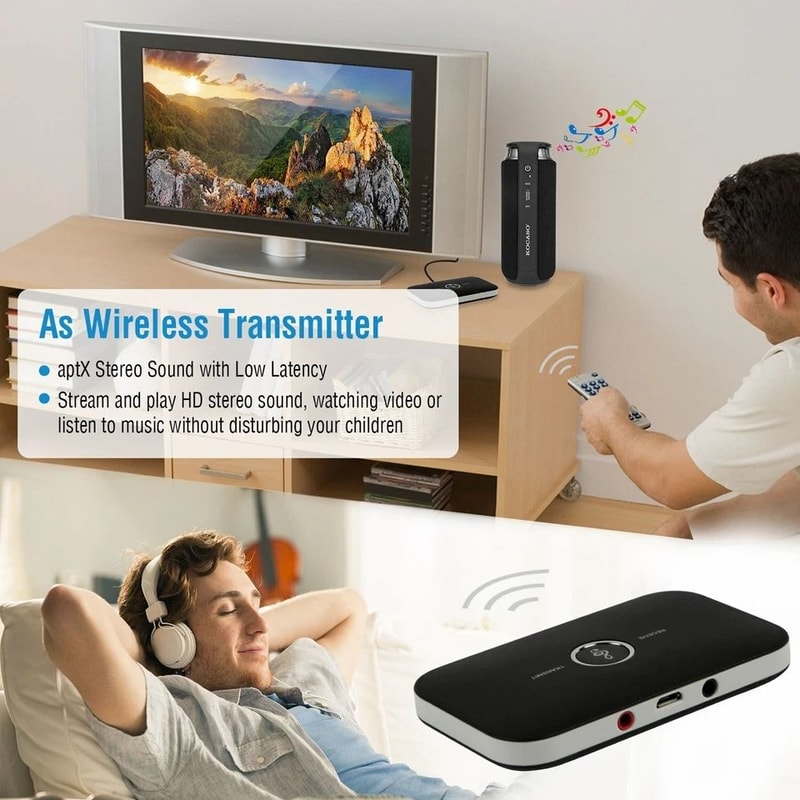 Wireless Transmitter Receiver Adapter Bluetooth Stereo Audio For TV PC Car And Home Stereo Systems 6