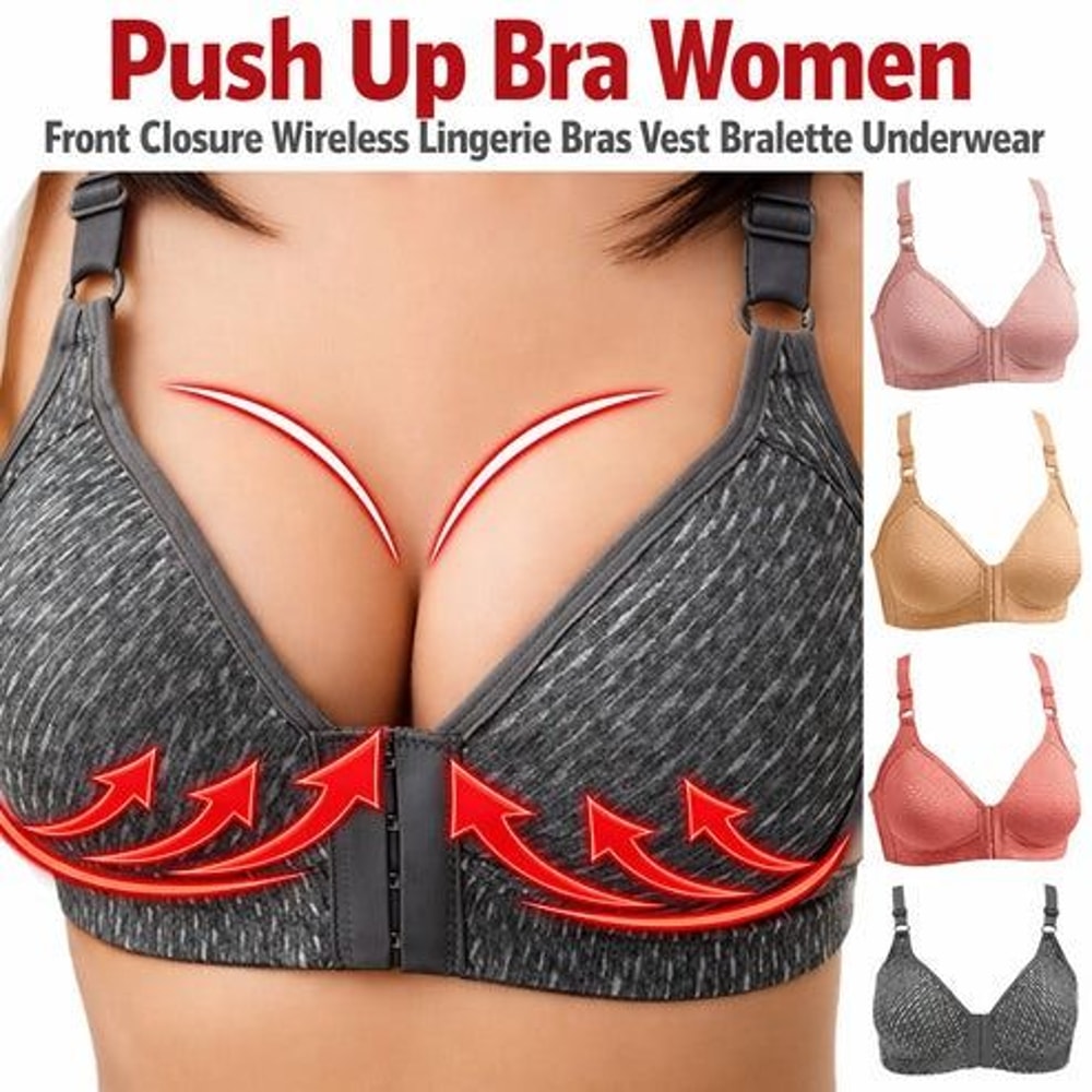Wireless Push Up Bra Women Front Closure Bras Vest Comfortable Lingerie Bralette Underwear 4