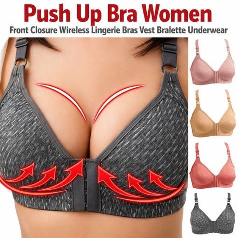 Wireless Push Up Bra Women Front Closure Bras Vest Comfortable Lingerie Bralette Underwear 4
