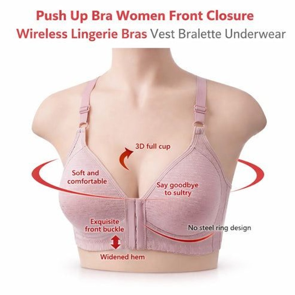 Wireless Push Up Bra Women Front Closure Bras Vest Comfortable Lingerie Bralette Underwear 5