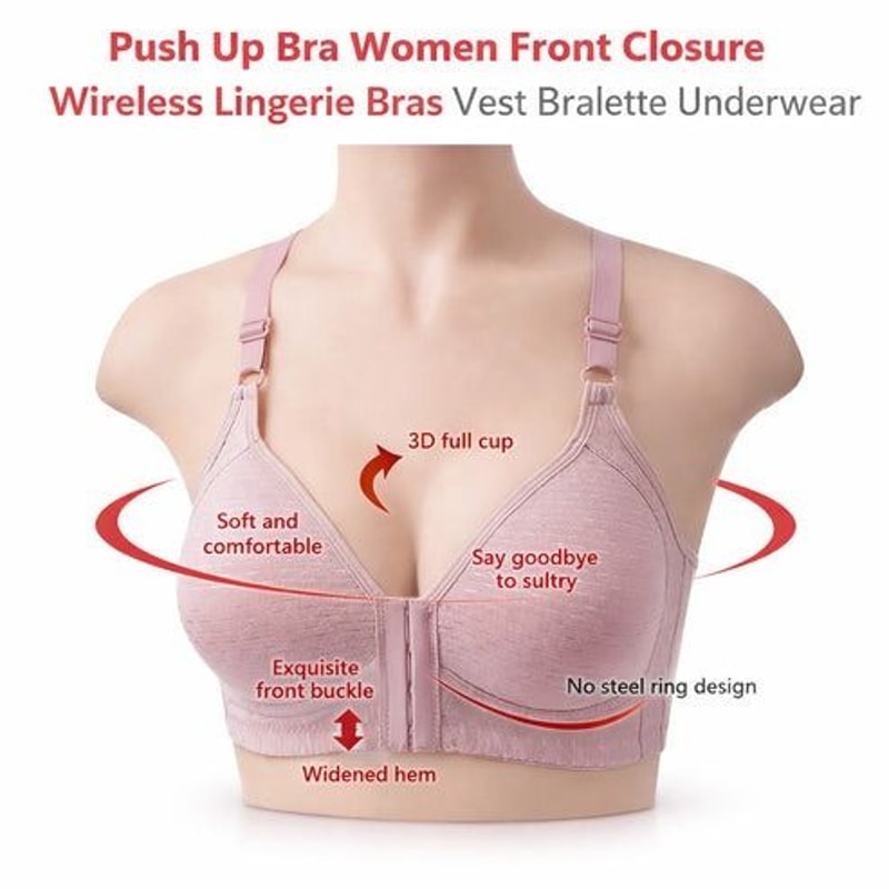 Wireless Push Up Bra Women Front Closure Bras Vest Comfortable Lingerie Bralette Underwear 5