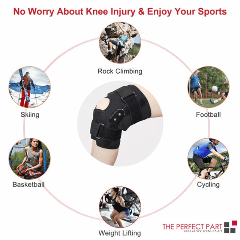 Open Patella Stabilizer Wrap Knee Brace Compression Hinged Joint Support 2