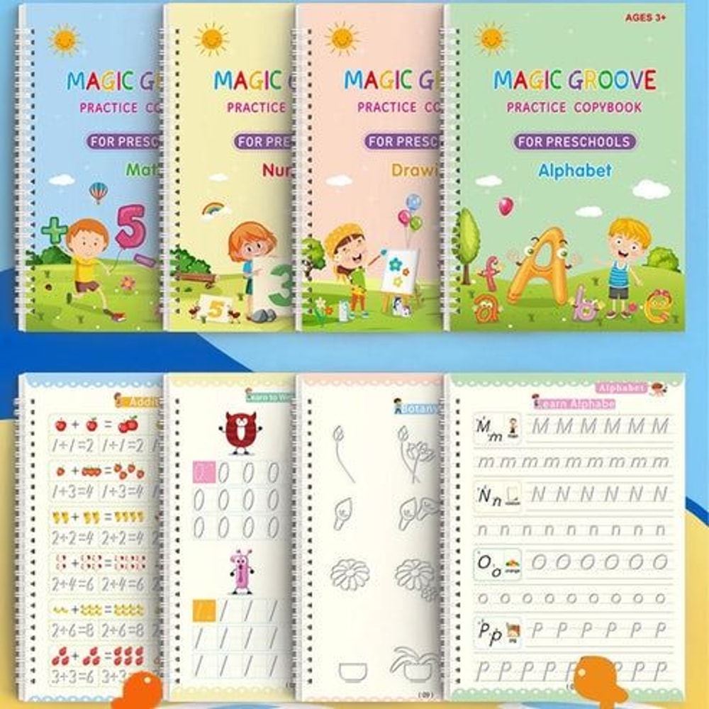Handwriting Practice Copybook Set Grooved Magic Practice Book For Boys And Girls Perfect For Kids L 1
