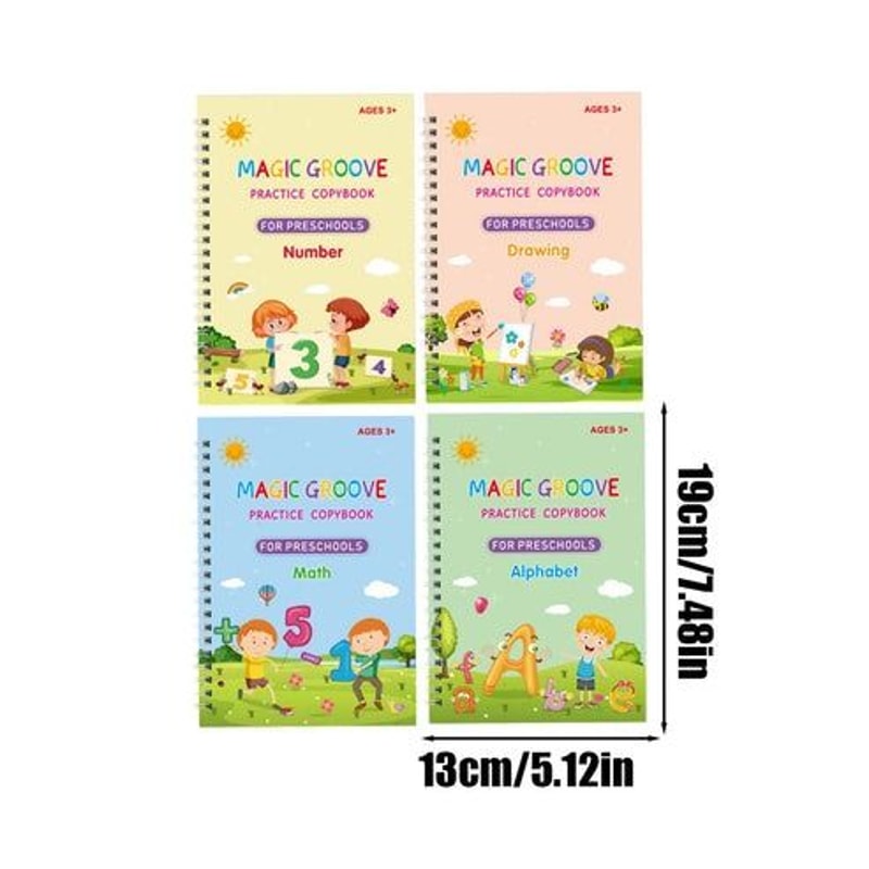 Handwriting Practice Copybook Set Grooved Magic Practice Book For Boys And Girls Perfect For Kids L 12