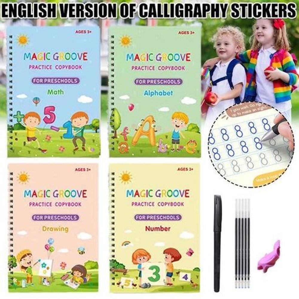 Handwriting Practice Copybook Set Grooved Magic Practice Book For Boys And Girls Perfect For Kids L 14