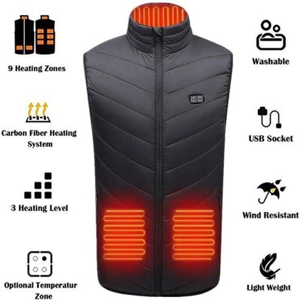 Electric Heated Vest Heating Zones Battery Pack Rechargeable Warmth Vest For Cold Weather 8