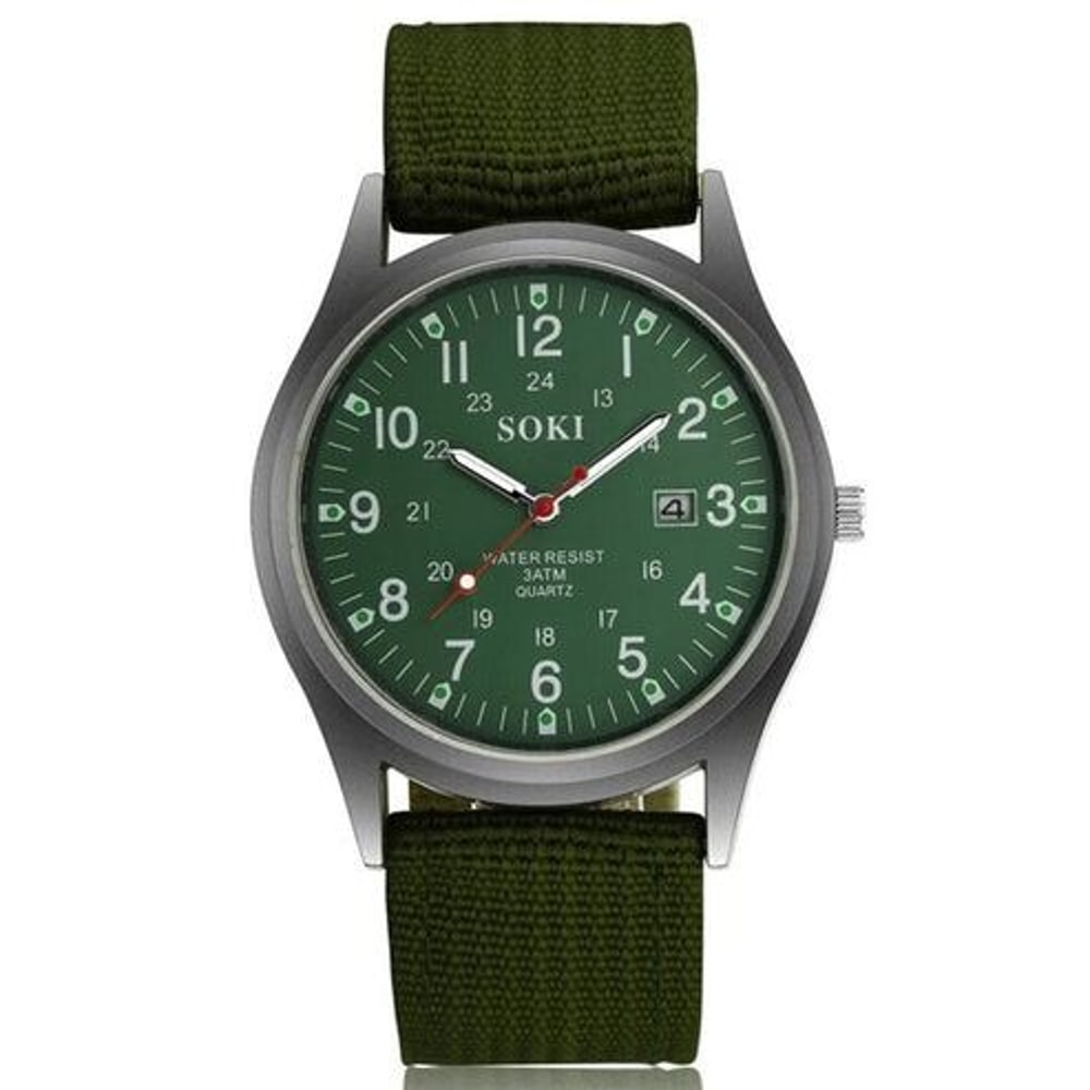Military Army Mens Luminous Wrist Watch Nylon Strap Quartz Date Watch For Outdoor Enthusiasts 8