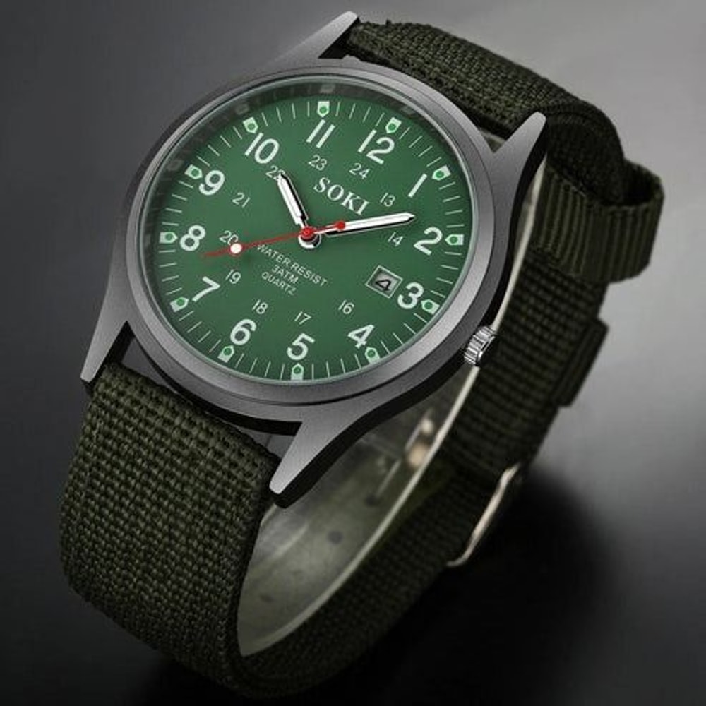 Military Army Mens Luminous Wrist Watch Nylon Strap Quartz Date Watch For Outdoor Enthusiasts 3