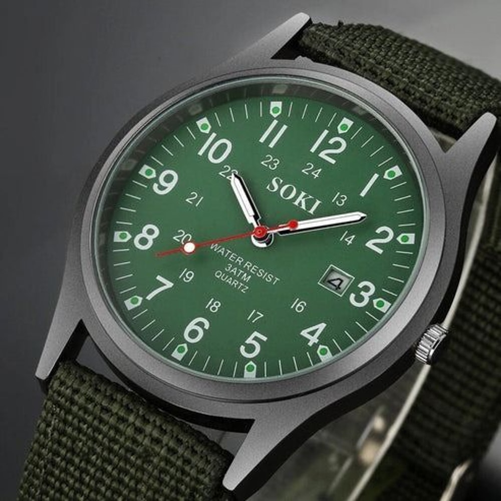 Military Army Mens Luminous Wrist Watch Nylon Strap Quartz Date Watch For Outdoor Enthusiasts 4