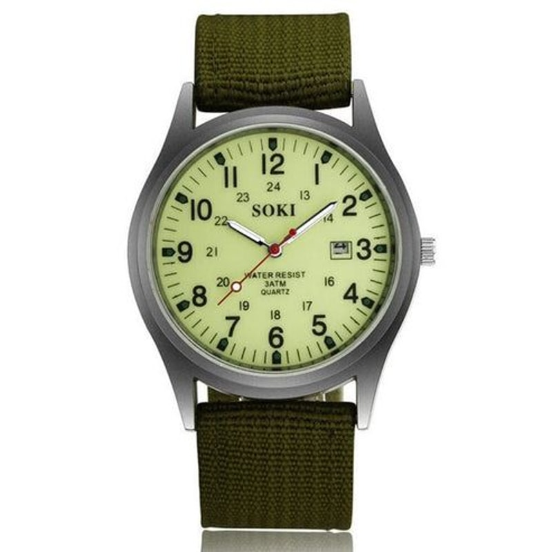 Military Army Mens Luminous Wrist Watch Nylon Strap Quartz Date Watch For Outdoor Enthusiasts 6
