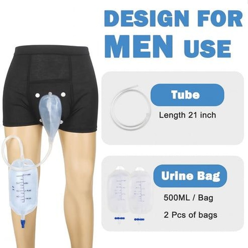 Silicone Urine Funnel Collector Male Wearable Incontinence Pants Urinal Leg Bag For Easy Use And Co 1