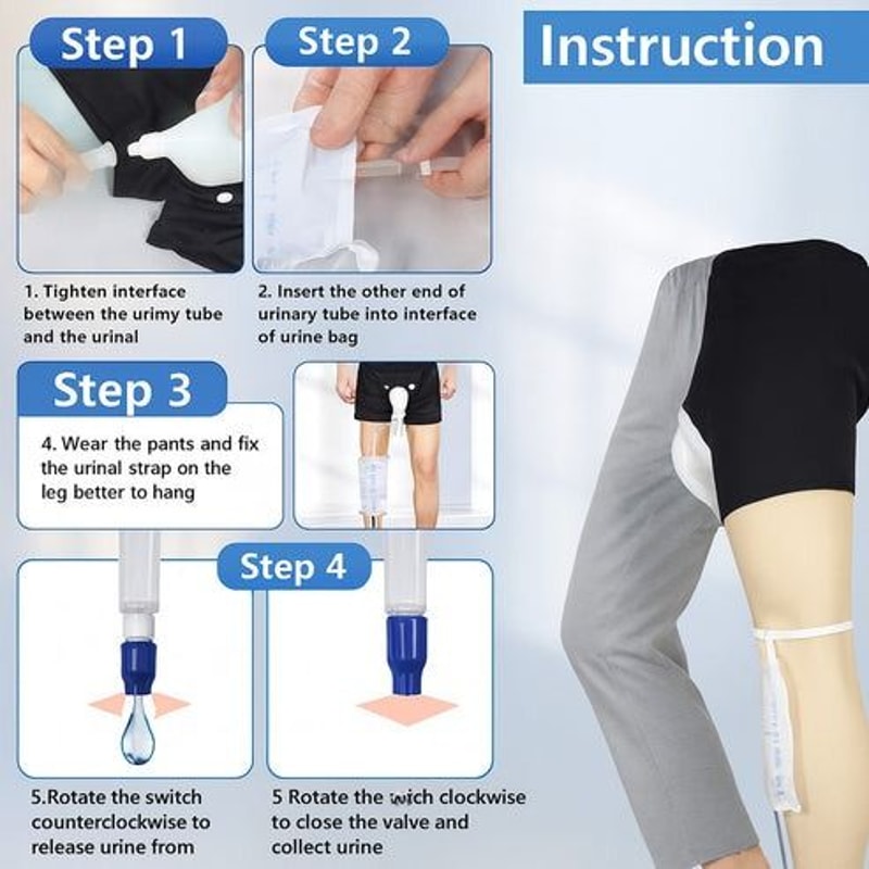 Silicone Urine Funnel Collector Male Wearable Incontinence Pants Urinal Leg Bag For Easy Use And Co 3