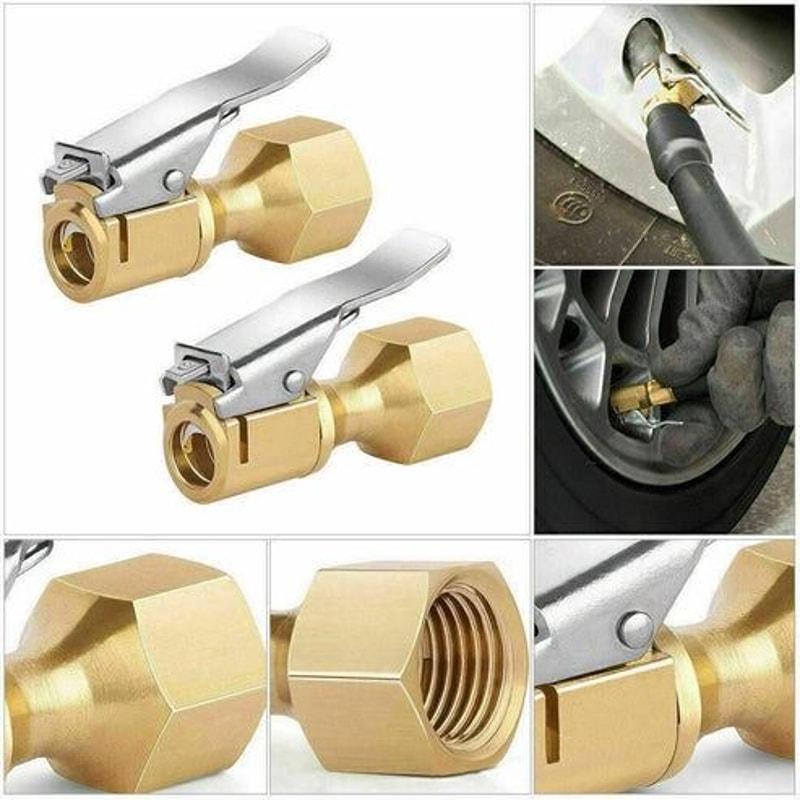Open Flow LockOn Tire Chuck Heavy Duty Air Chuck With Clip For Inflator Gauge 1