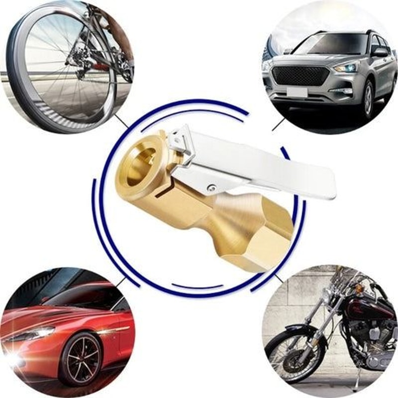 Open Flow LockOn Tire Chuck Heavy Duty Air Chuck With Clip For Inflator Gauge 10