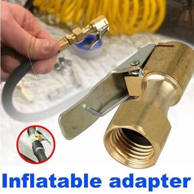 Open Flow LockOn Tire Chuck Heavy Duty Air Chuck With Clip For Inflator Gauge 5