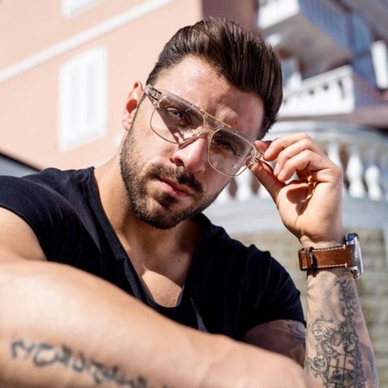 Mens Sunglasses Fashion Square Clear Lens Designer Gold Frame Style 0