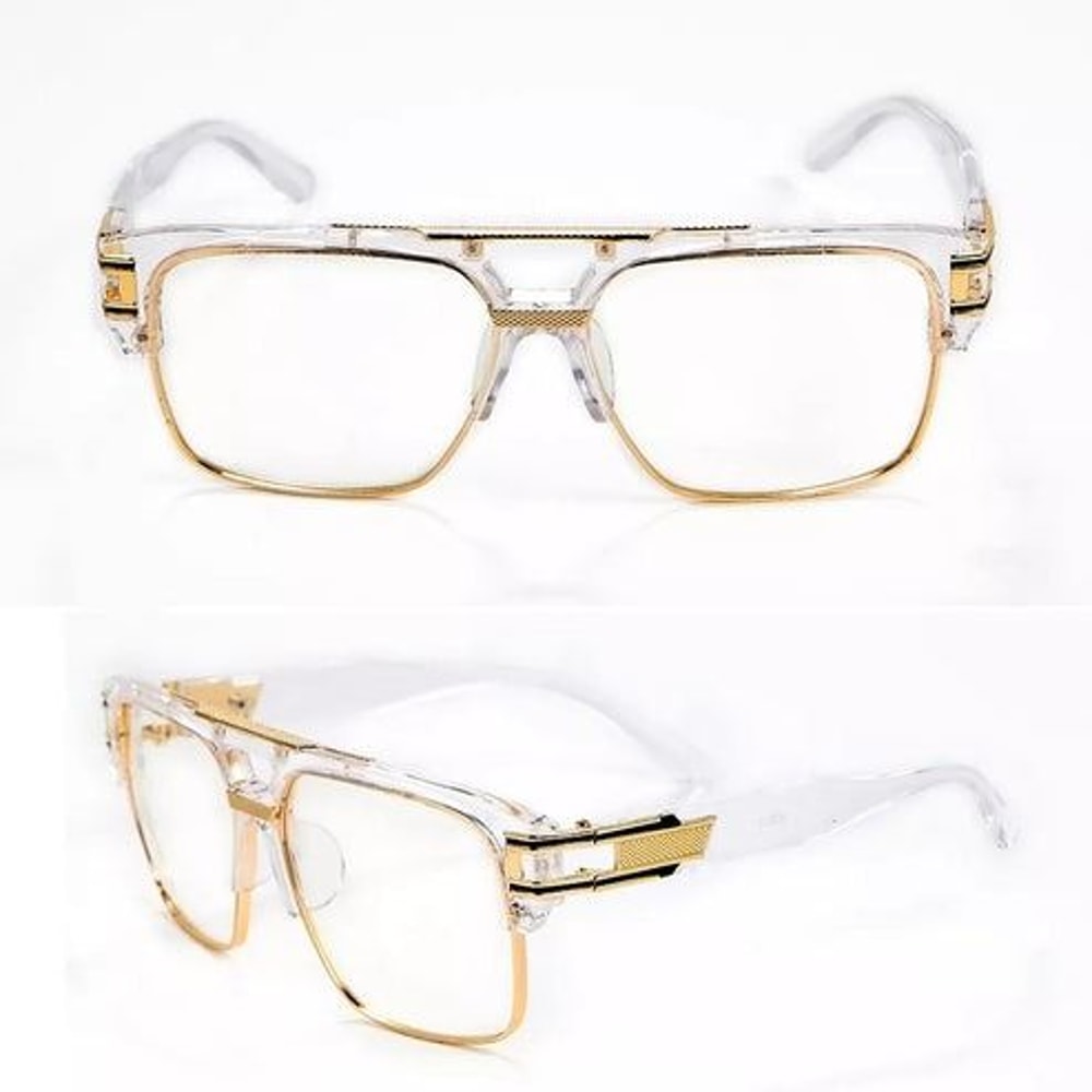 Mens Sunglasses Fashion Square Clear Lens Designer Gold Frame Style 2
