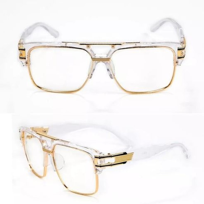 Mens Sunglasses Fashion Square Clear Lens Designer Gold Frame Style 2