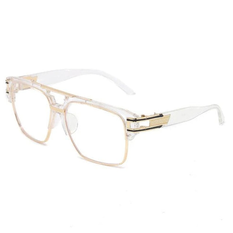 Mens Sunglasses Fashion Square Clear Lens Designer Gold Frame Style 4