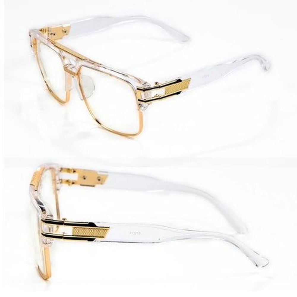 Mens Sunglasses Fashion Square Clear Lens Designer Gold Frame Style 7
