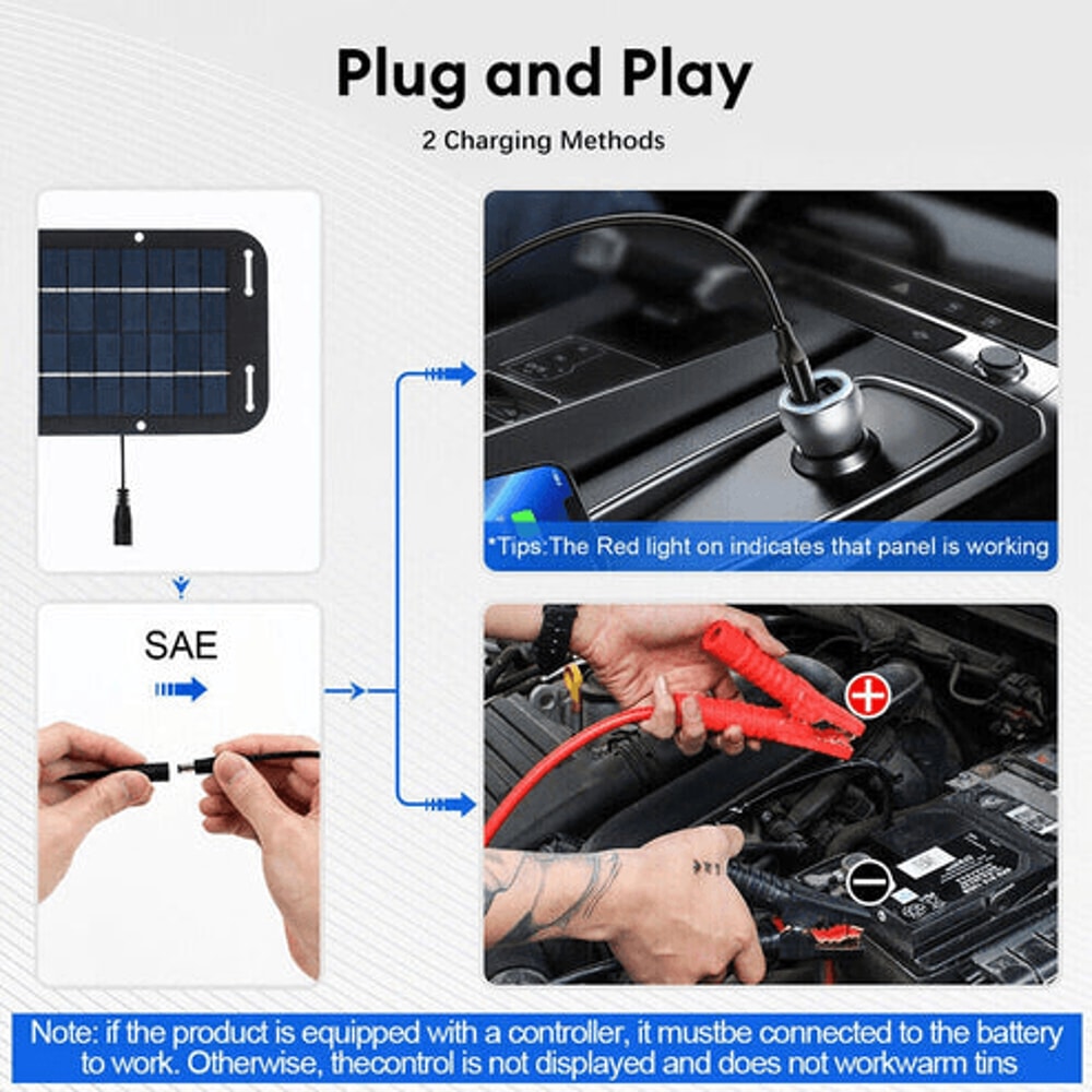 30W Solar Panel 12V Trickle Charger Battery Maintainer Kit For Boats Cars RVs Reliable Power Source 1