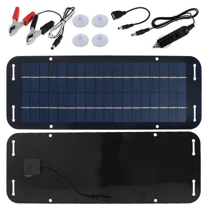 30W Solar Panel 12V Trickle Charger Battery Maintainer Kit For Boats Cars RVs Reliable Power Source 6