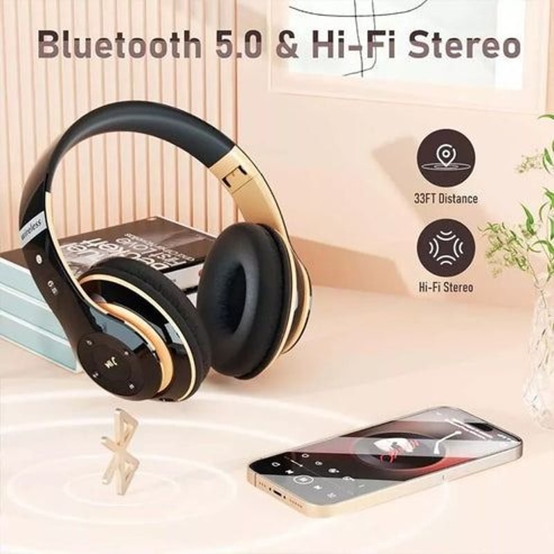 Bluetooth Wireless Headphones Noise Cancelling Stereo Earphones Over Ear Headset With Deep Bass Cl 10