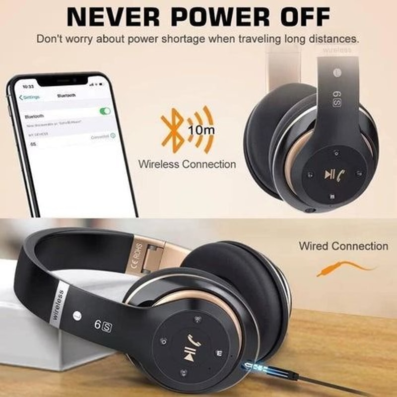 Bluetooth Wireless Headphones Noise Cancelling Stereo Earphones Over Ear Headset With Deep Bass Cl 6