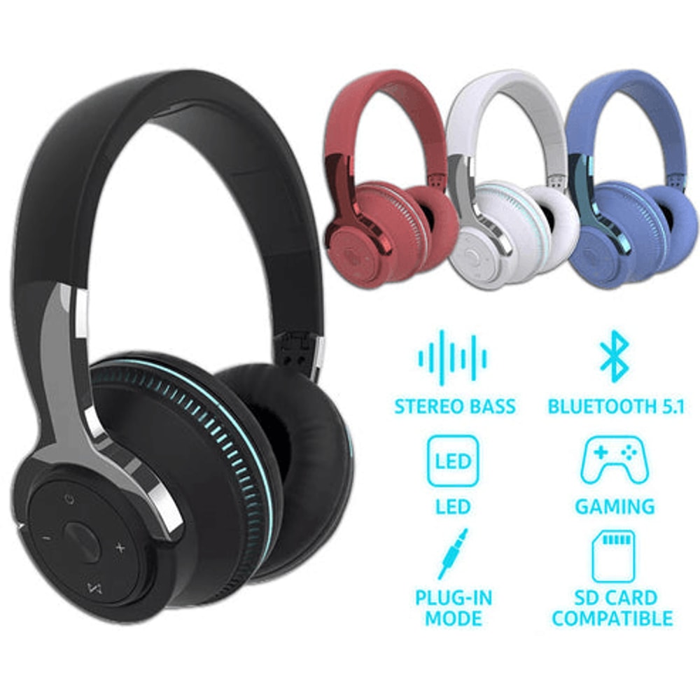 Wireless Bluetooth Headphones Over Ear LED Headset Stereo Noise Cancelling Superior Sound Quality 10