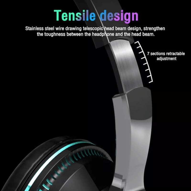 Wireless Bluetooth Headphones Over Ear LED Headset Stereo Noise Cancelling Superior Sound Quality 3