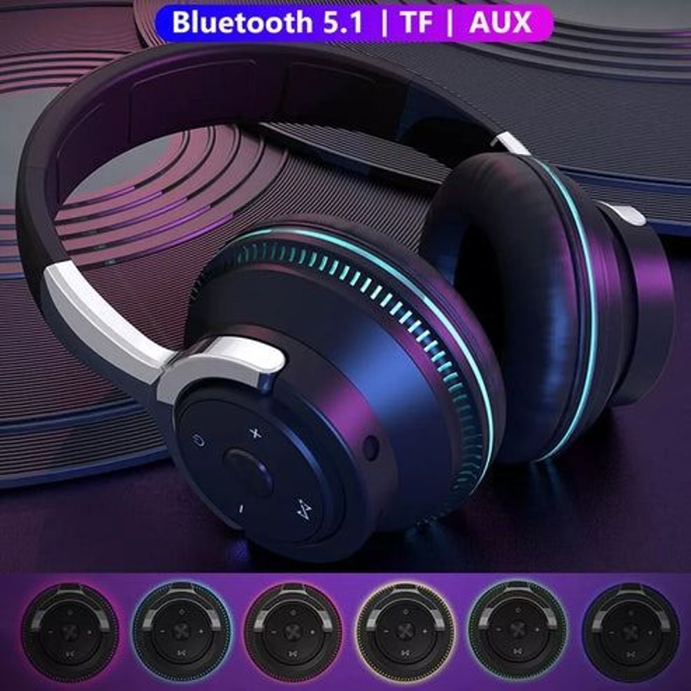 Wireless Bluetooth Headphones Over Ear LED Headset Stereo Noise Cancelling Superior Sound Quality 7
