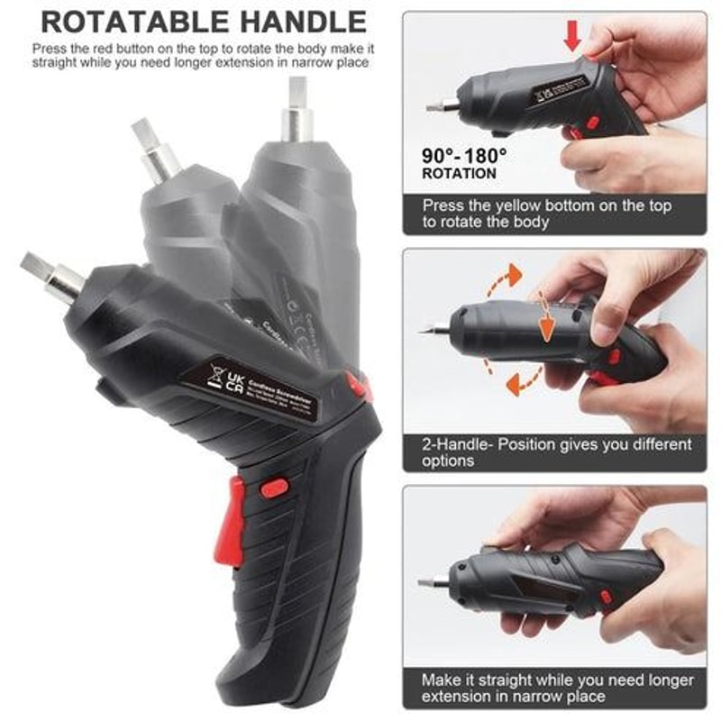 USB Charging Cordless Electric Screwdriver Set Screw Gun With LED Light Ideal For Home DIY Project 9