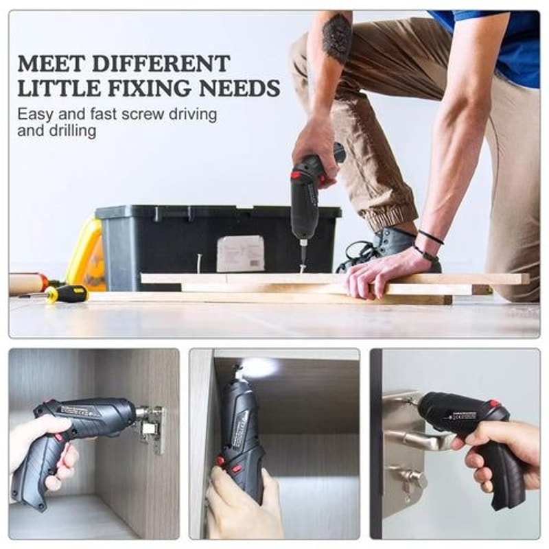 USB Charging Cordless Electric Screwdriver Set Screw Gun With LED Light Ideal For Home DIY Project 10