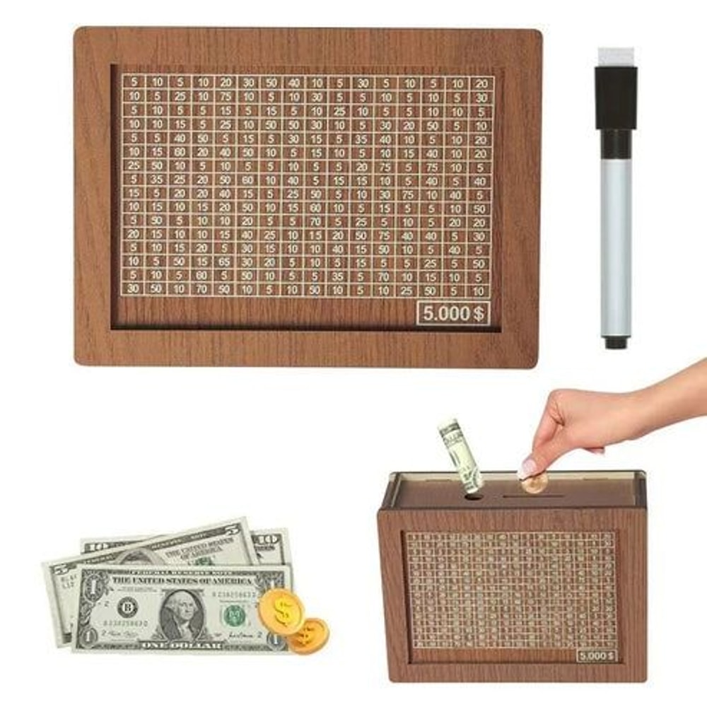 Wooden Cash Saver Box With Countdown Cash Vault Wooden Savings Box Money Saving Box For Budgeting A 11