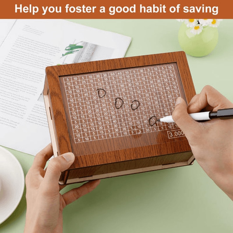 Wooden Cash Saver Box With Countdown Cash Vault Wooden Savings Box Money Saving Box For Budgeting A 2