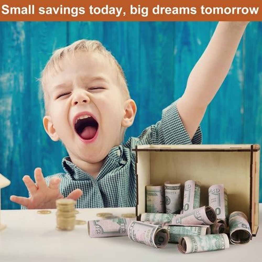 Wooden Cash Saver Box With Countdown Cash Vault Wooden Savings Box Money Saving Box For Budgeting A 3