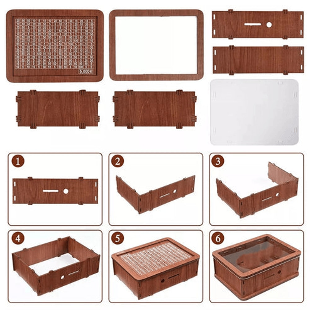 Wooden Cash Saver Box With Countdown Cash Vault Wooden Savings Box Money Saving Box For Budgeting A 4