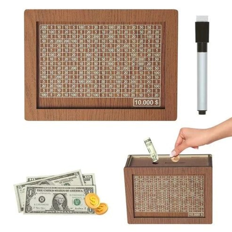 Wooden Cash Saver Box With Countdown Cash Vault Wooden Savings Box Money Saving Box For Budgeting A 12