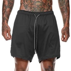 comfortable men's jogging shorts with elasticated waist, gym workout shorts, fitness running gear