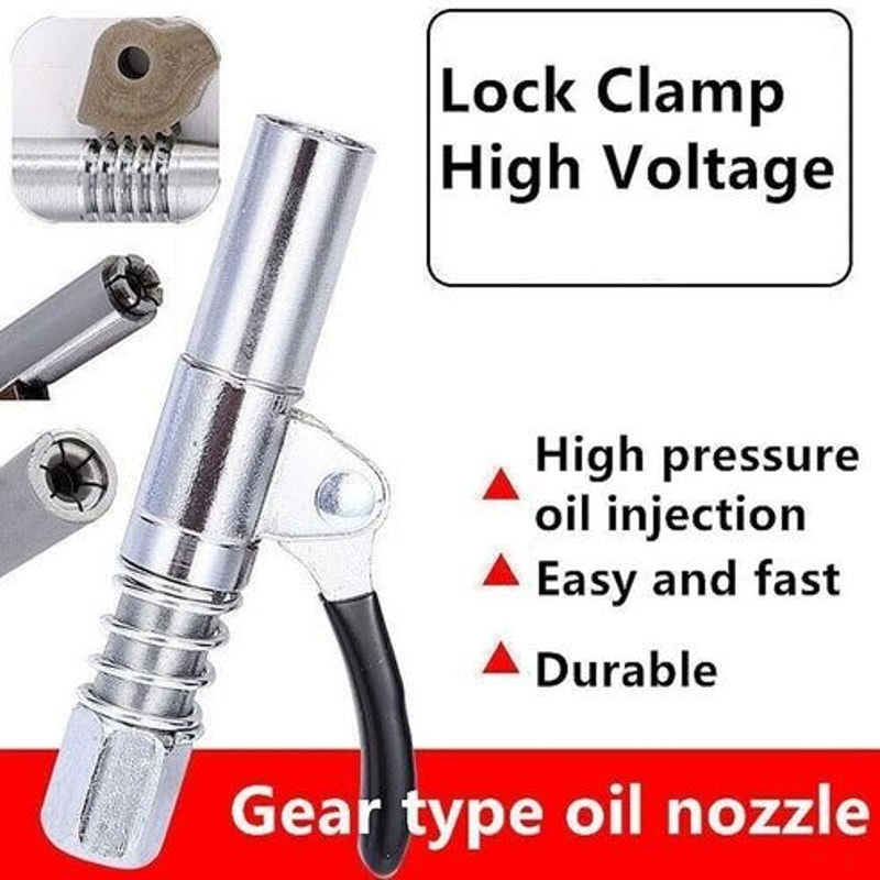 Grease Gun Coupler High Pressure Nozzles Quick Release Lock Oil Injection Durable Easy To Use 10