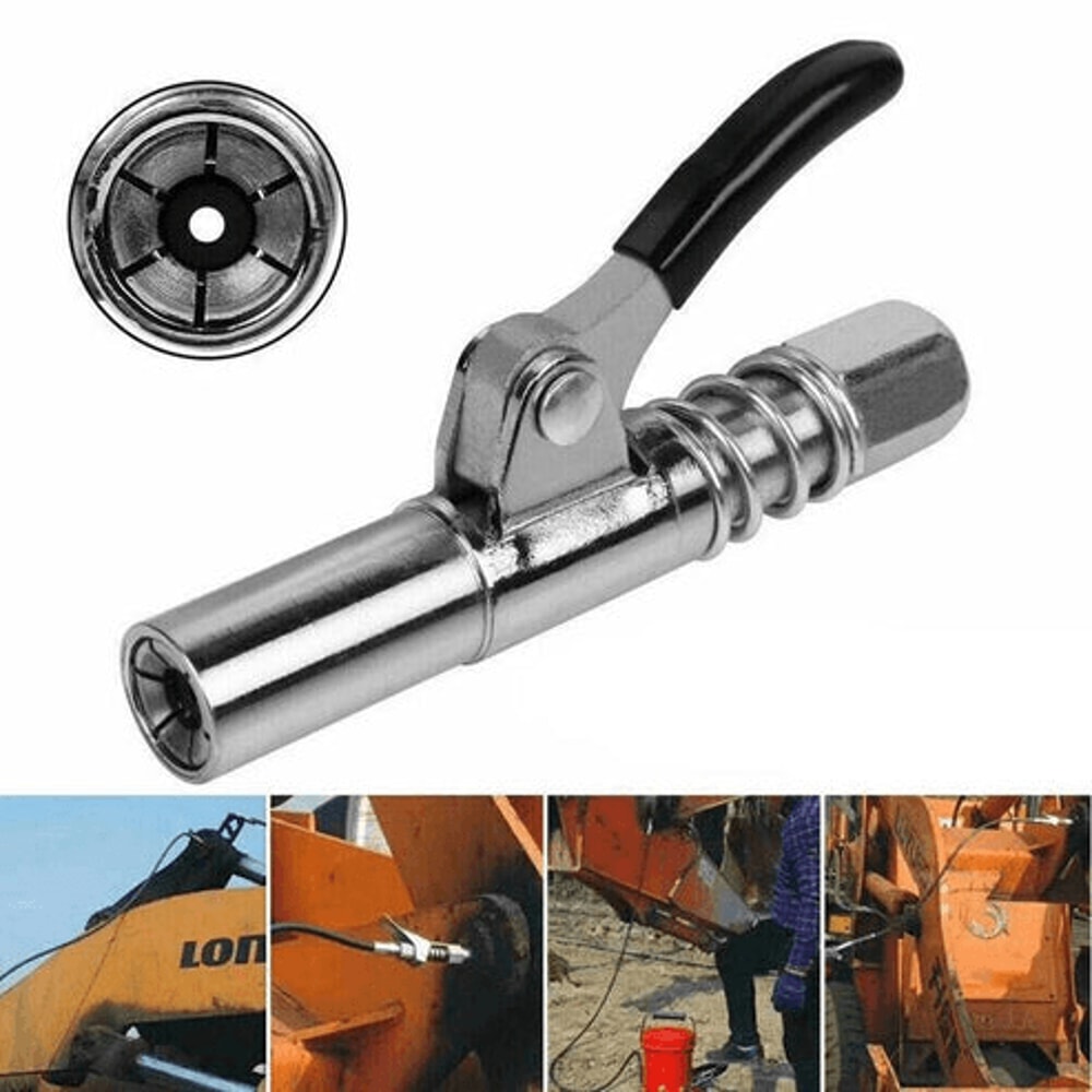 Grease Gun Coupler High Pressure Nozzles Quick Release Lock Oil Injection Durable Easy To Use 12
