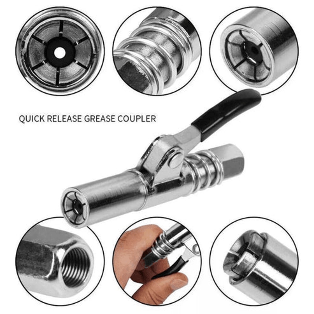 Grease Gun Coupler High Pressure Nozzles Quick Release Lock Oil Injection Durable Easy To Use 13