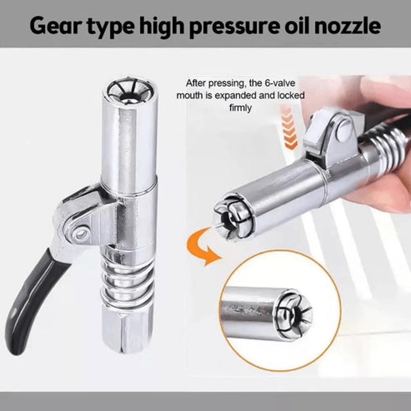 Grease Gun Coupler High Pressure Nozzles Quick Release Lock Oil Injection Durable Easy To Use 5